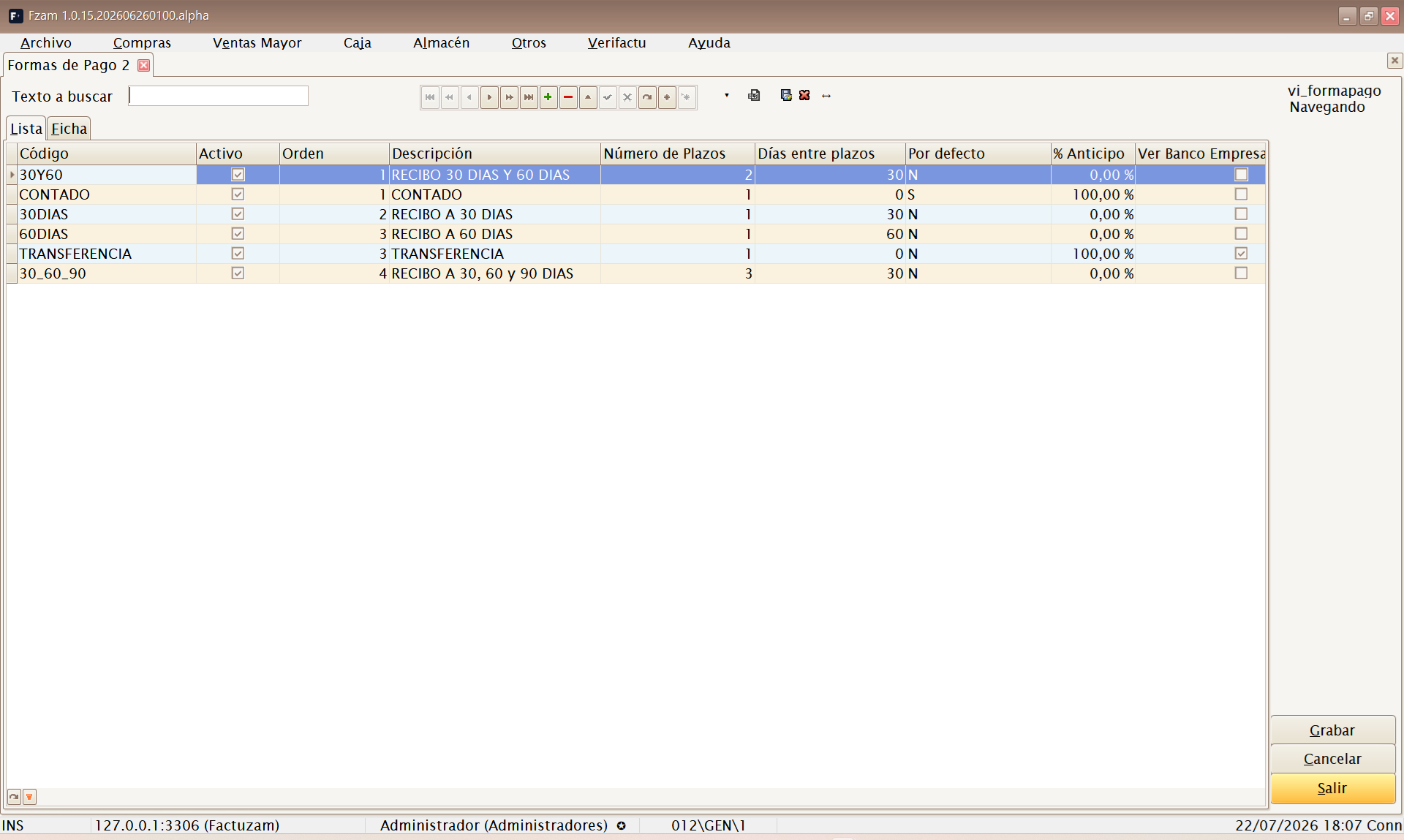 Formas de pago