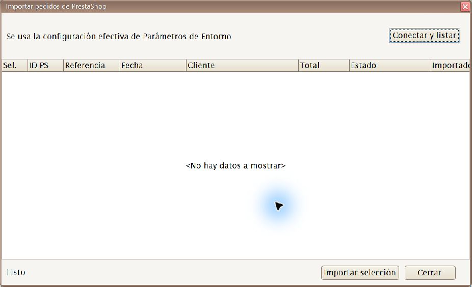 Selector de pedidos de PrestaShop