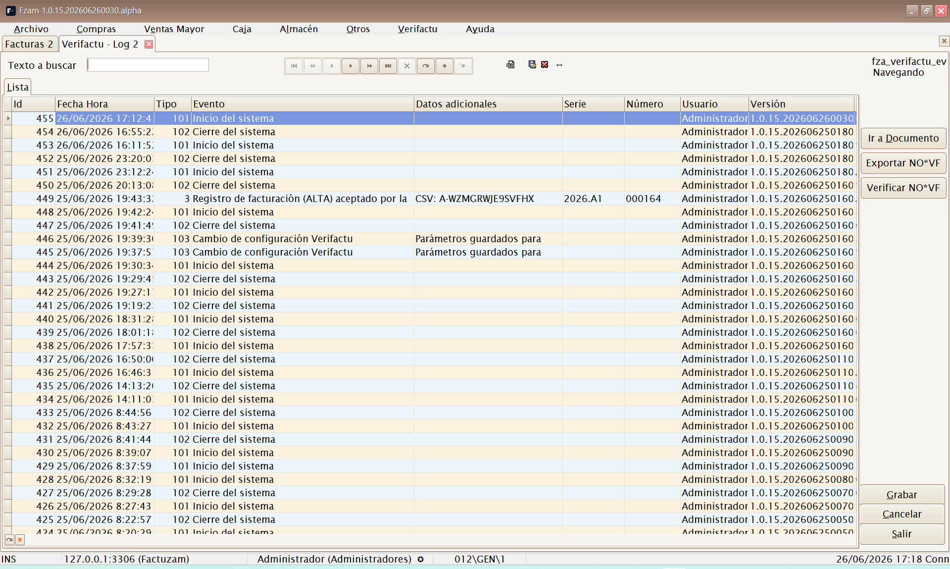 Verifactu Log